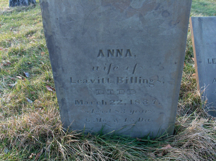 Anna Billings' Headstone