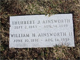 Headstone for Thurb & William Jr. Ainsworth